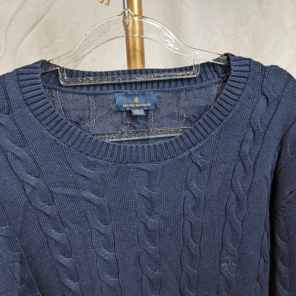 Brooks Brothers Men's Cotton Cable Crew Neck Sweater Sz XL